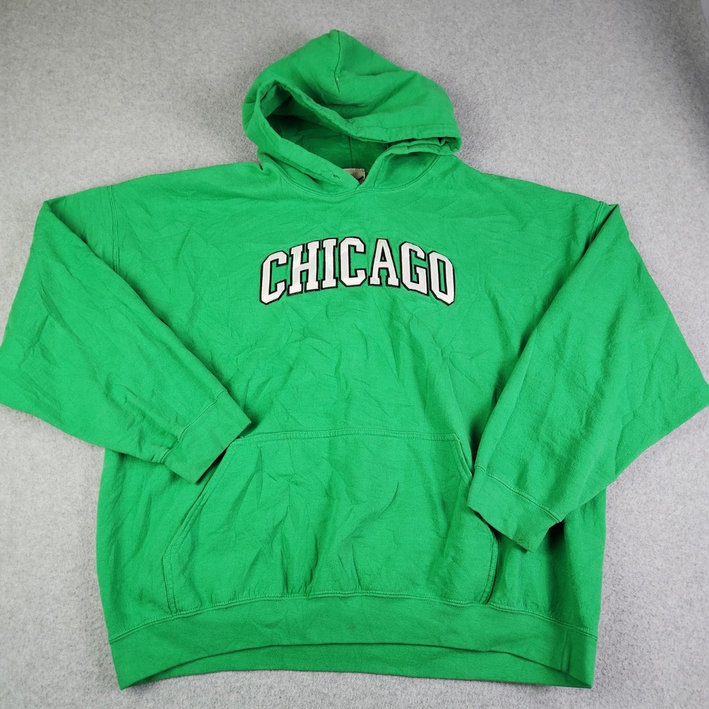 Oarsman 913 Hoodie Men 2XL Green Chicago Applique Pullover Collegiate Sweatshirt